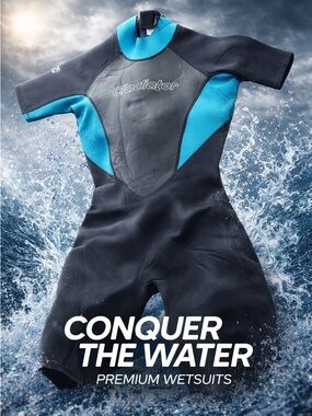 Women's Short-Sleeve Swim Rashguard - Black with Teal Trim New